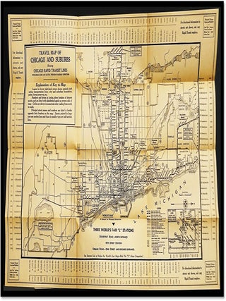 Travel Map and Guide to Chicago's Attractions. Ride The 'L' Above Congestion. [1933-34 Chicago World's Fair]