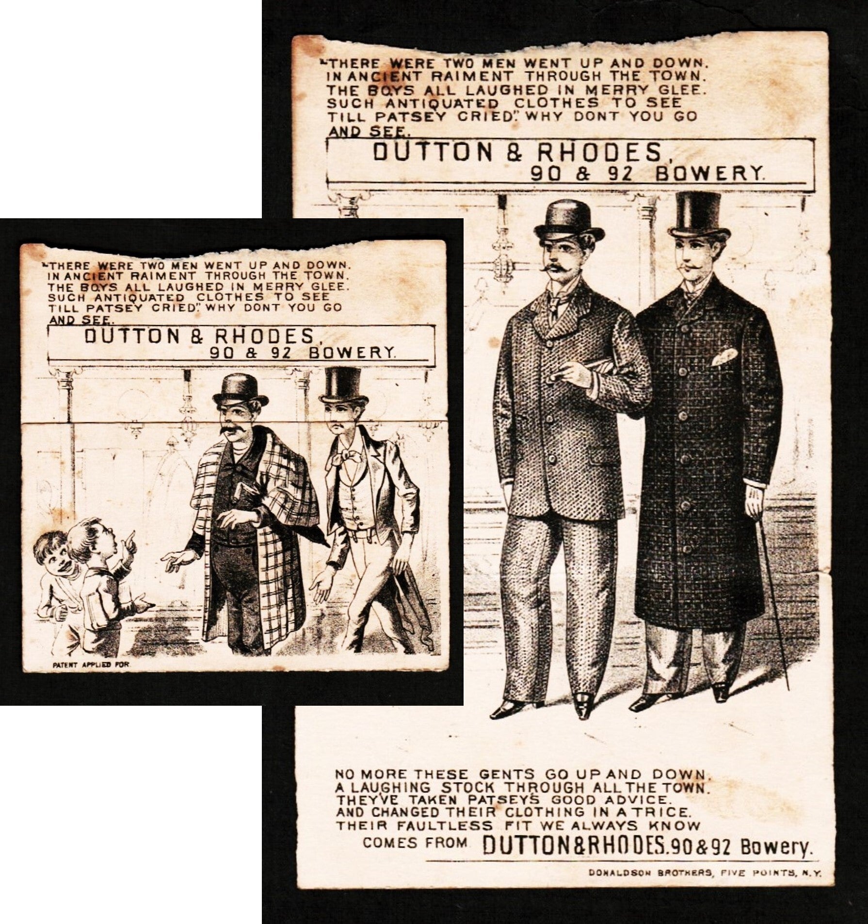 Dutton & Rhodes Fine Clothing Mechanical Trade Card c1880