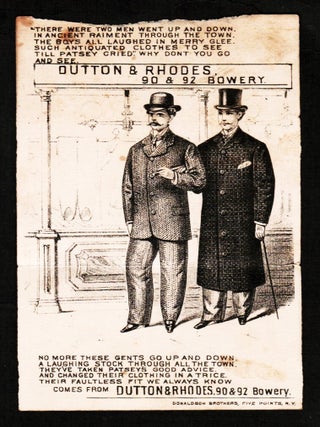 Dutton & Rhodes Fine Clothing Mechanical Trade Card c1880