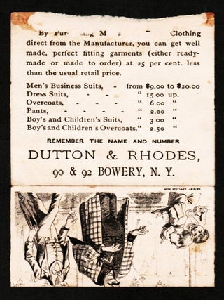 Dutton & Rhodes Fine Clothing Mechanical Trade Card c1880