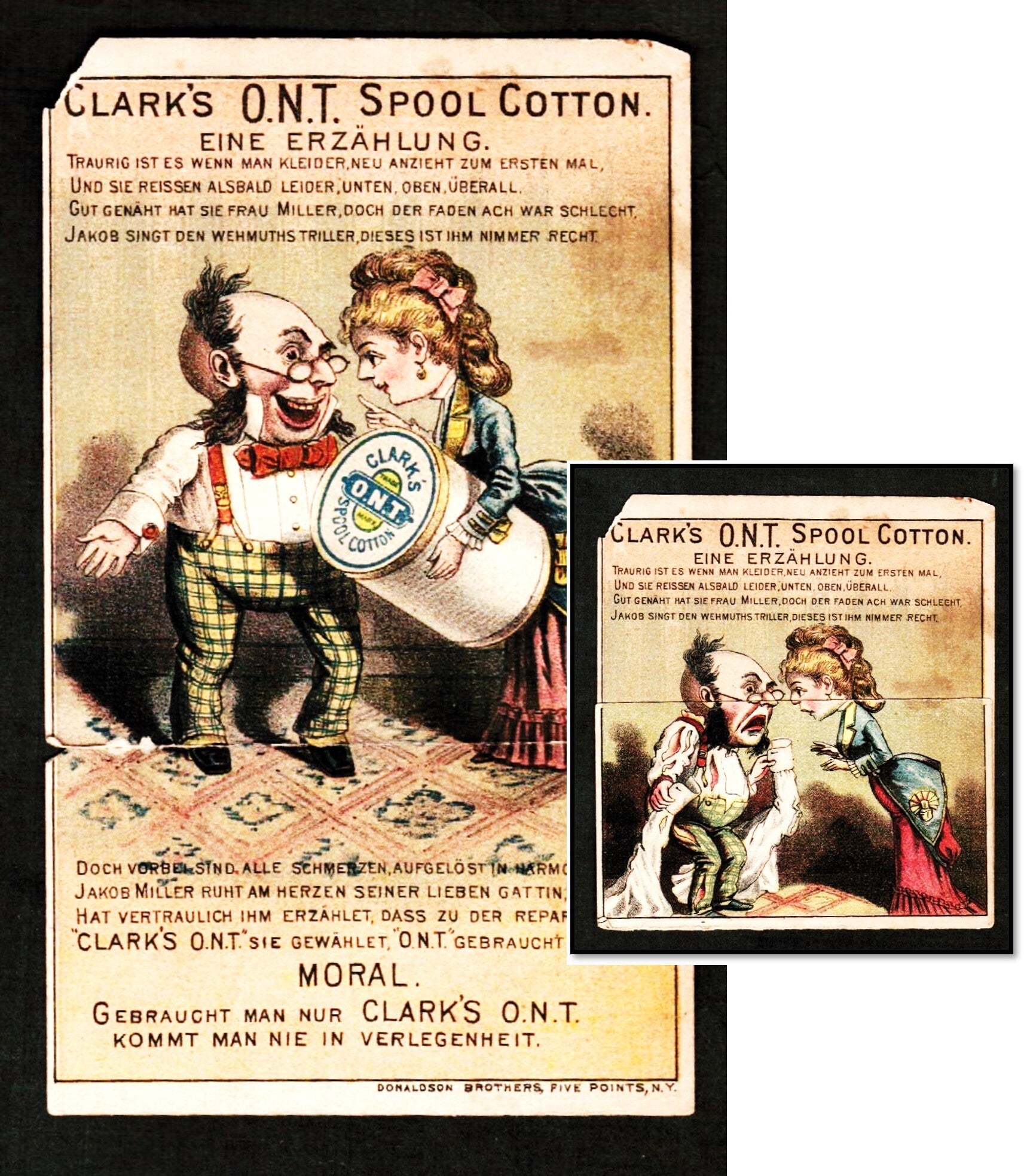 Clark's O.N.T. Spool Cotton Mechanical Trade Card c1880 German
