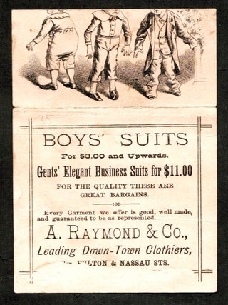 A. Raymond & Co., Boys Suits Clothing Mechanical Trade Card c1880