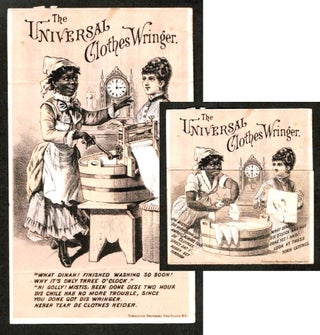 Item #17776 The Universal Clothes Wringer Metamorphic Victorian Trade Card c1880. Donaldson...