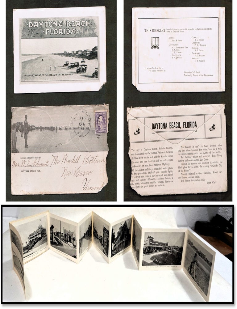 Item #17812 Daytona, Florida The Most Wonderful Beach in the World [c1915 Photo Book with Mailing Envelope]. Town Clerk.