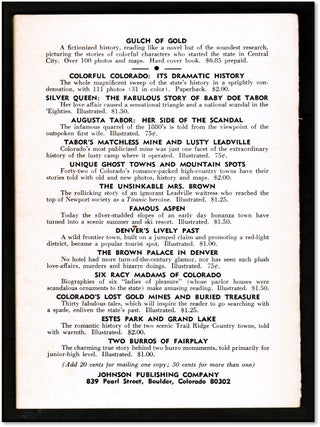 Historic Central City Gold! and Now Glamor! It's Complete Story as Guide and Souvenir [Colorado]