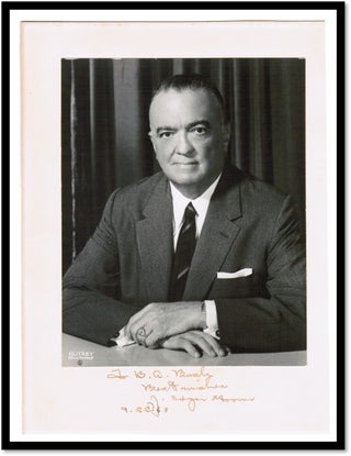 Item #18205 Mounted Photograph J. Edgar Hoover with dated Signature below