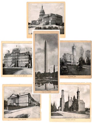 Item #18539 Singer Sewing Machine 6 Advertising Cards of Washington DC Important Buildings c1900....