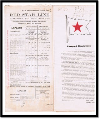 Red Star Line Cabin Tariff No 11 10 November 1921