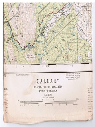 Topographical Map: Calgary Alberta-British Columbia West of the Fifth Meridian. 1959. National Topographic System Sheet 82-O.