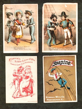 Item #18990 Four Victorian Trade Cards: Carter's Liver Pills; Soapine; Higgin's German Laundry...