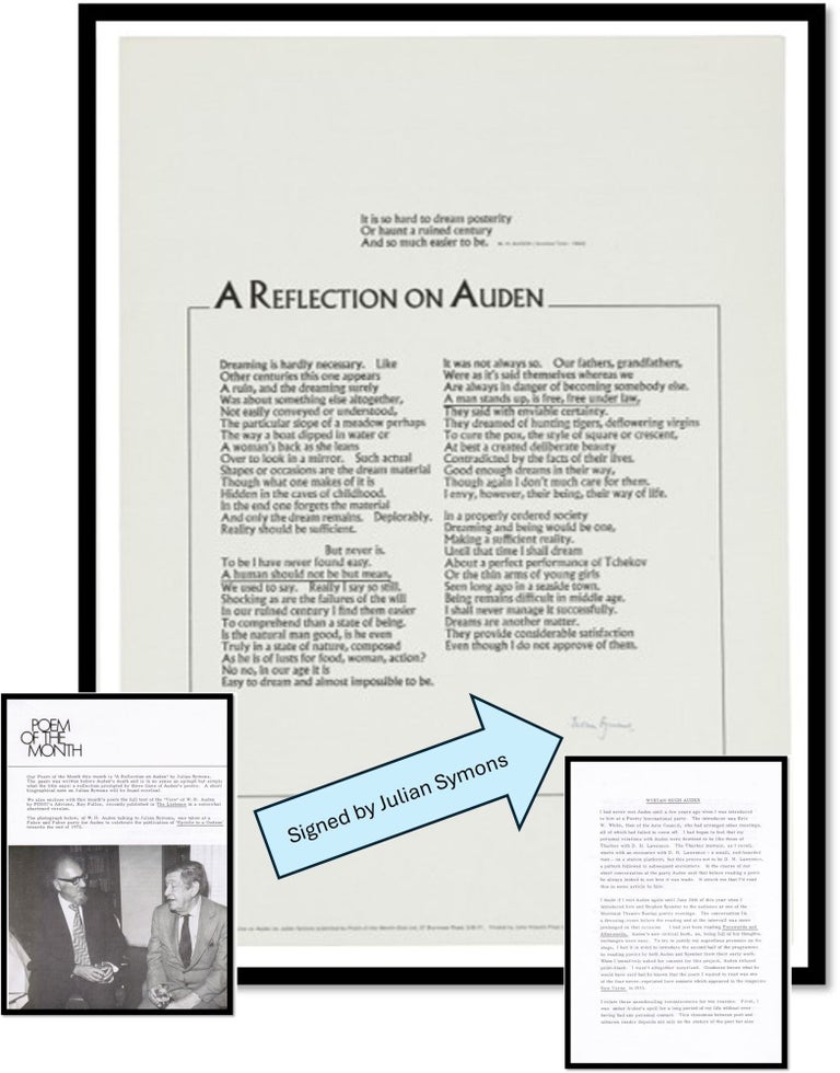 Refection Poa&m A Reflection On Auden Signed Broadside, Poem Of The Month Club ...