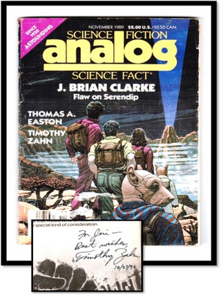Science Fiction Analog Science Fact, November 1989. Signed by Timothy Zahn. Stanley - Schmidt.