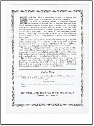 Advertising Flyer for ‘A History of Firearms by Major H. B. C. Pollard; Houghton Mifflin Company, 1926