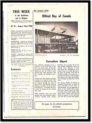 This Week at the Exhibition and in Belgium: No 19 August 22nd 1958