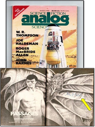Science Fiction Analog Science Fact, March 1990 - Signed by Author Joe Haldeman. Stanley - Schmidt.
