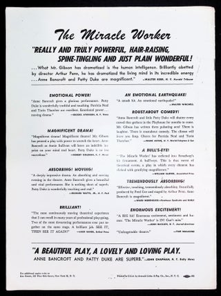 Anne Bancroft & Patty Duke &lsquo;The Miracle Worker&rsquo; Souvenir Program 1960