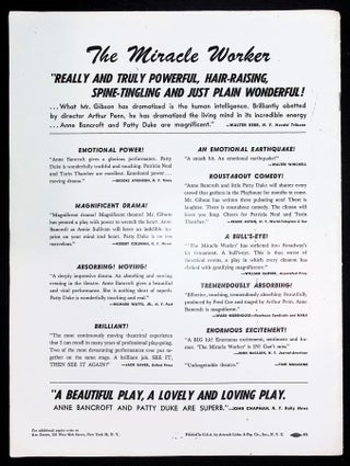 Anne Bancroft & Patty Duke ‘The Miracle Worker’ Souvenir Program 1960