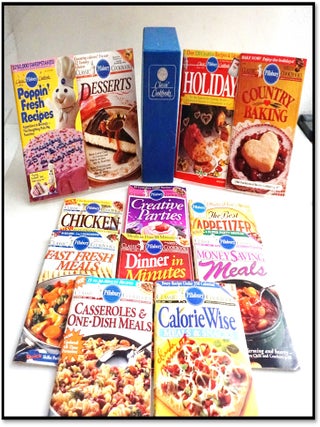 Item #21012 Pillsbury Classic Cookbooks 12-Book Set in Blue Water-Resistant Holder 1990s. Sally...