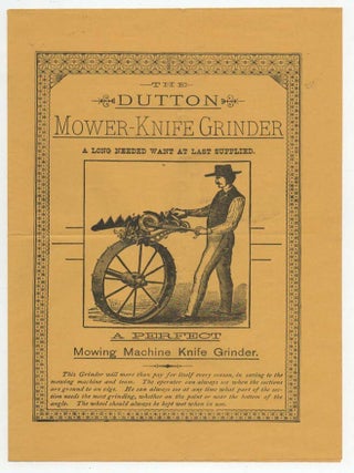 Item #21082 The Dutton Mower Knife Grinder - 1886 - Advertising circular. Cleveland Cray Brothers