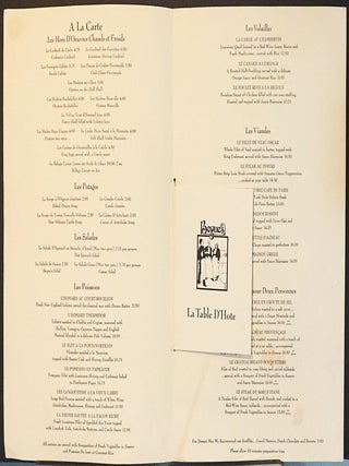 Menu: Bégué’s (Royal Sonesta Hotel, New Orleans).