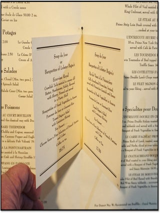Menu: Bégué’s (Royal Sonesta Hotel, New Orleans).