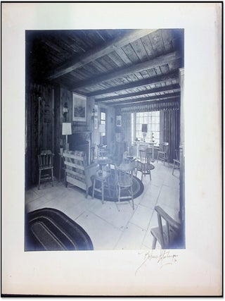 Three large silver-gelatin architectural photographs - Behrens–Herberger (studio). Interior views of an Anheuser-Busch family residence (Mid-century lodge-style living room), 1950.