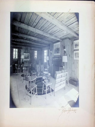 Three large silver-gelatin architectural photographs - Behrens–Herberger (studio). Interior views of an Anheuser-Busch family residence (Mid-century lodge-style living room), 1950.
