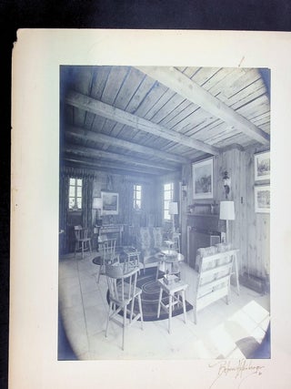Three large silver-gelatin architectural photographs - Behrens–Herberger (studio). Interior views of an Anheuser-Busch family residence (Mid-century lodge-style living room), 1950.
