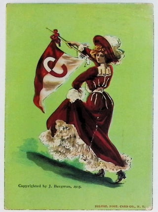 Item #21150 'Flag Girl – C' (Alphabet/College Girl series) PostCard. J. Bergman