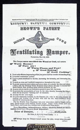 Item #21179 Brown’s Patent Double Cone Ventilating Damper Advert [Unrecorded Reconstruction-Era...