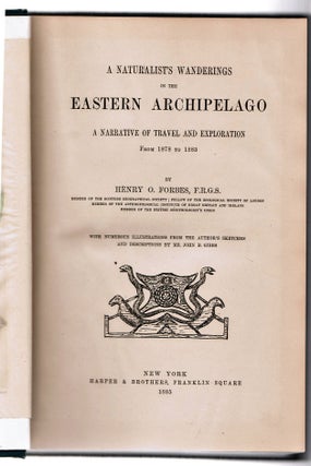 A Naturalist's Wanderings in the Eastern Archipelago. A Narrative of Travel and Exploration From 1878 to 1883.
