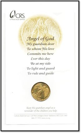 Item #21359 Guardian Angel Coin with Devotional Prayer Card [Roman Catholic Devotional...