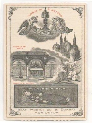 Item #21360 Oration / Prayer Card to St. Anthony of Padua. authorized Padua Italian Catholic...