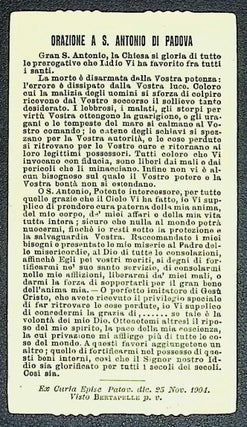 Oration / Prayer Card to St. Anthony of Padua