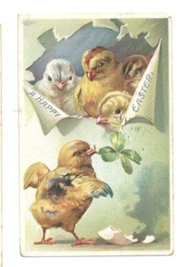 Easter Chicks – Trio of 1909 Postmarked Chromolithograph Postcards