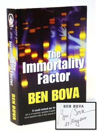 Item #21387 The Immortality Factor [Signed and inscribed, near-future science thriller, longevity...