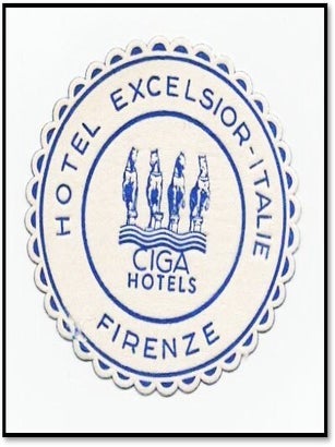 Item #21388 Hotel Excelsior Italie Firenze CIGA Hotels Felt Advertising Mat Italy