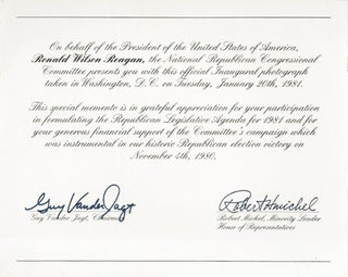 1981 Official Ronald Reagan Inauguration Photo & RNCC Presentation - Donor Gift
