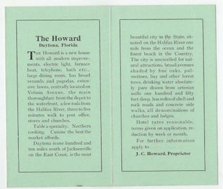 c. 1910 Brochure: The Howard, Daytona Florida - Volusia Ave & Halifax River