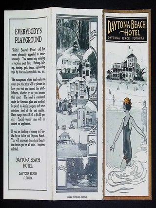 c. 1920s Brochure - Daytona Beach Hotel - Florida Land Boom - Speed Racing & Bather Art