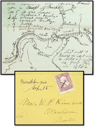 Item #21451 1864 Civil War Soldier Letter with Hand-Drawn Map - Monkton Maryland - Guarding the...