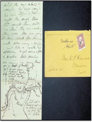1864 Civil War Soldier Letter with Hand-Drawn Map - Monkton Maryland - Guarding the Northern Central Railroad - 'Chicken Raid' Incident