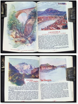 1900 PLM Railway Guide - Paris to the Alps & Riviera - Watercolor Views - Rare Laid-in Schedule