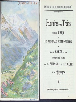 1900 PLM Railway Guide - Paris to the Alps & Riviera - Watercolor Views - Rare Laid-in Schedule