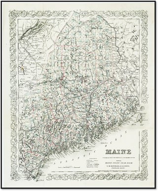 Item #21550 'Maine' [1887 G.W. & C.B. Colton Map - Railroad & Canal...