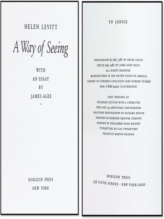 A Way of Seeing with an Essay by James Agee