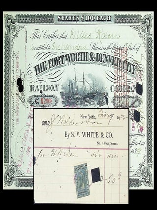 Item #21786 Fort Worth Denver City Railway 1899 Stock Certificate + Wall St Receipt