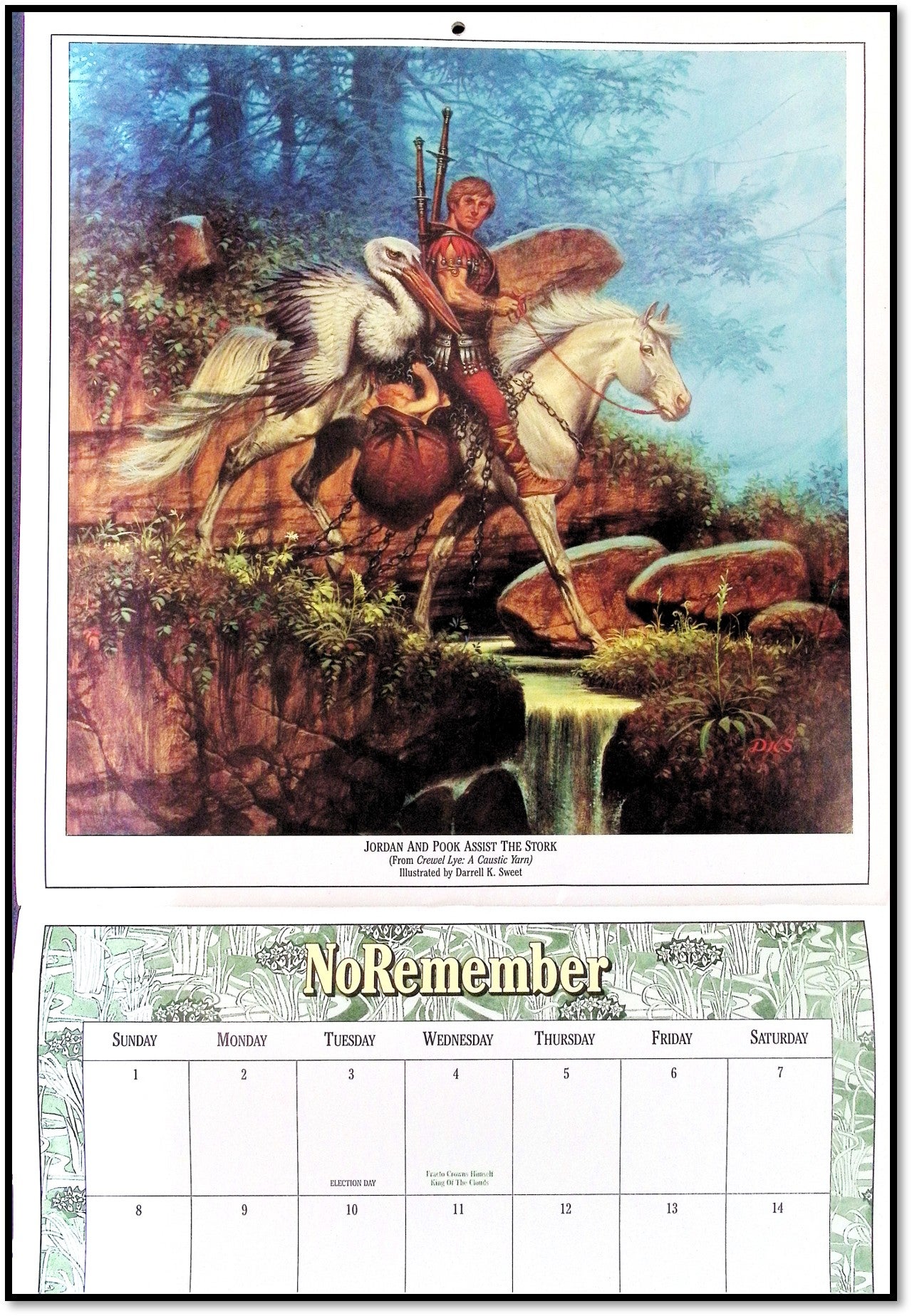 1987 The Magic of Xanth Calendar Illustrated Fantasy Wall Calendar