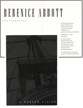 Item #22030 A Modern Vision — Berenice Abbott [New York Public Library Exhibition Invitation -...