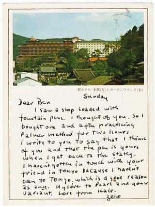 Item #22085 Autograph Postcard Signed to Ben Raeburn from Zero Mostel from Kyoto, Japan...